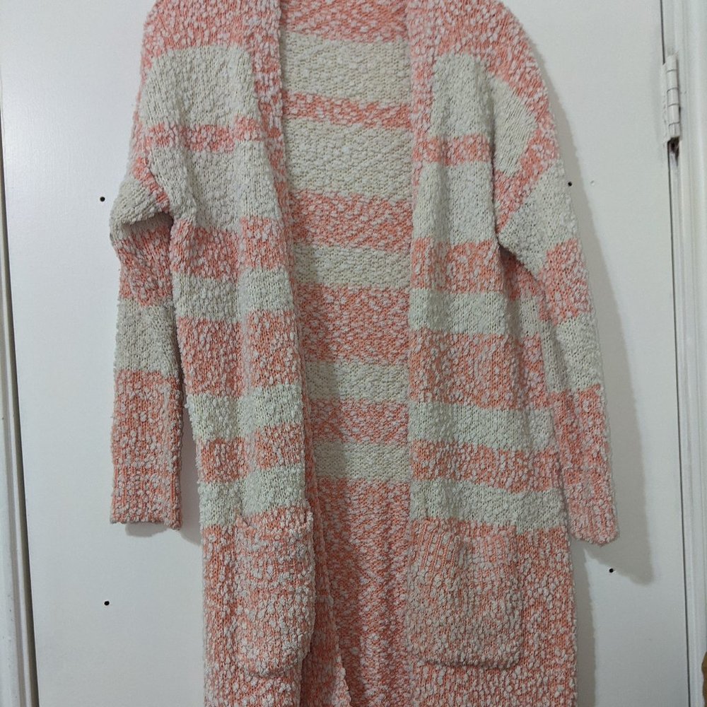 &Merci Striped Long Cardigan with/Chunky Thread SM